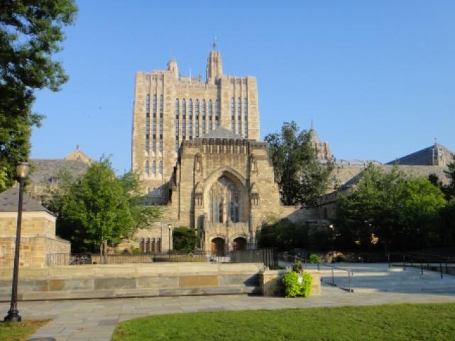 Yale Sterling Memorial Library at sunrise